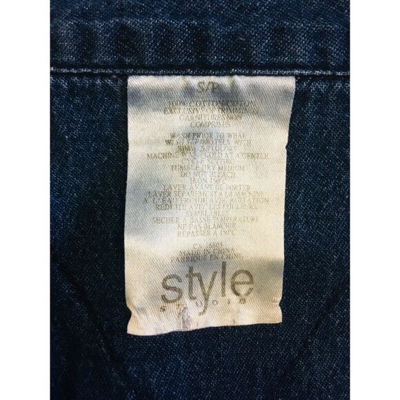 Style Studio Dress Size Small Shirt Snap Button Up Blue Denim Med Wash Pockets - Picture 5 of 5